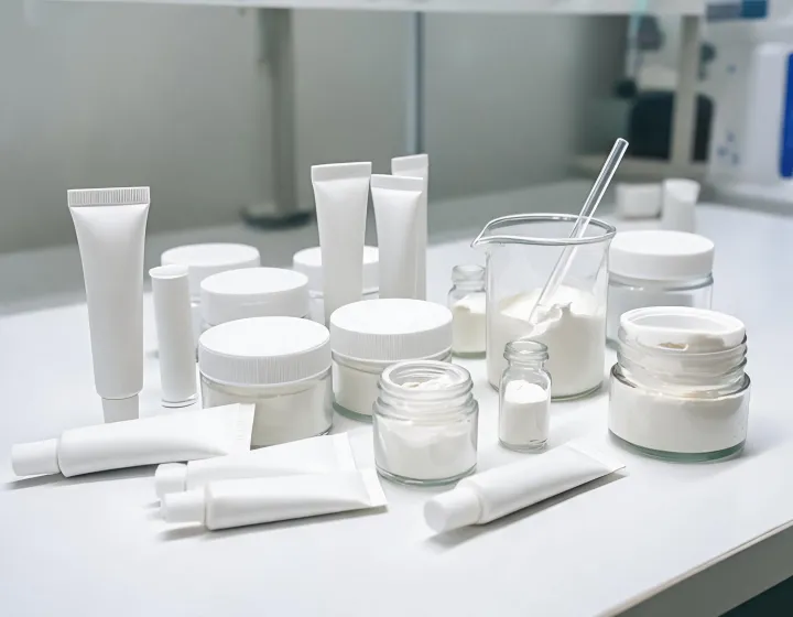 Mineral Sunscreen Sourcing on a cosmetics bench, illustration only